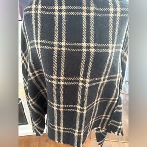 New w Tags Infinity Raine Black and Cream Plaid Poncho